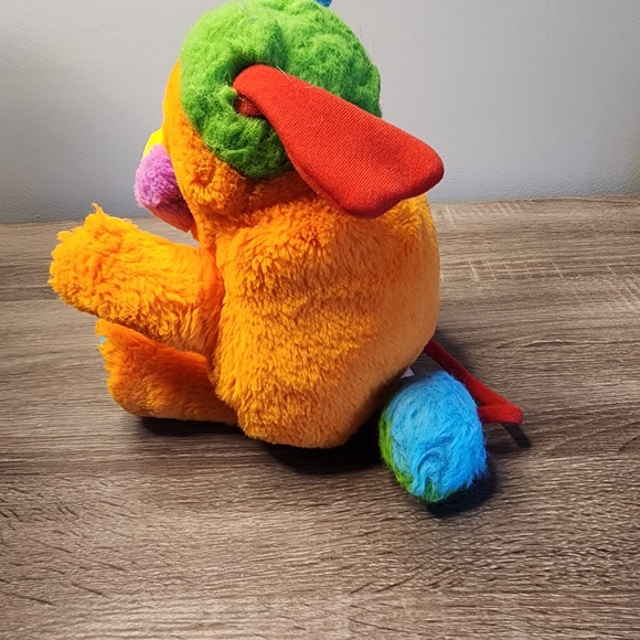 Vintage 1980s Orange Yellow Green Popples Stuffed Animal Plush Toy Hidden Pouch - Picture 6 of 7